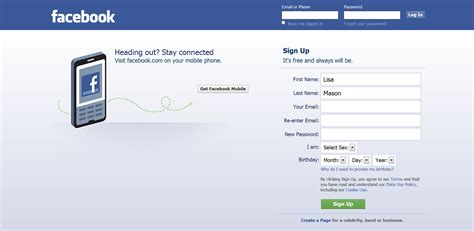 free facebook sign up.
